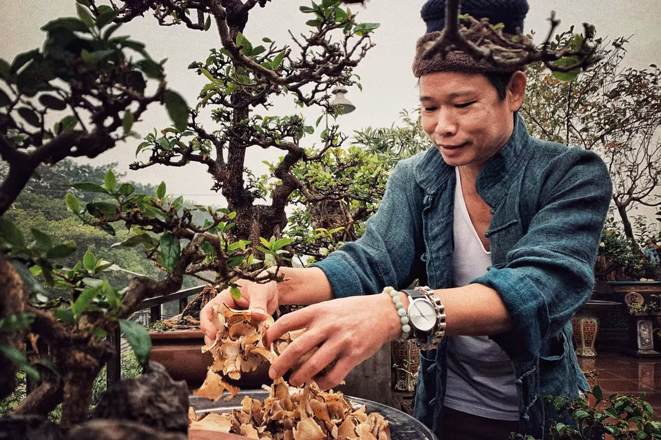 Tự làm mọi thứ đủ cho thấy sự cầu kỳ và kỹ lưỡng của nghệ nhân Trần Tước. (Ảnh: Xuân Mai/Vietnam+)