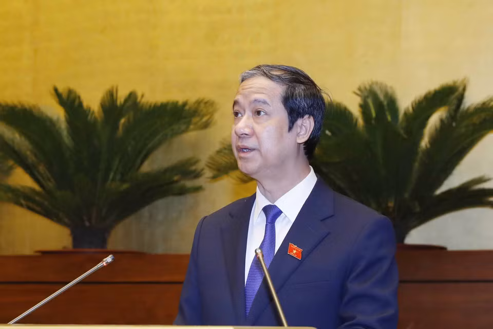Bộ trưởng Bộ Giáo dục và Đào tạo Nguyễn Kim Sơn phát biểu. (Ảnh: Phương Hoa/TTXVN)