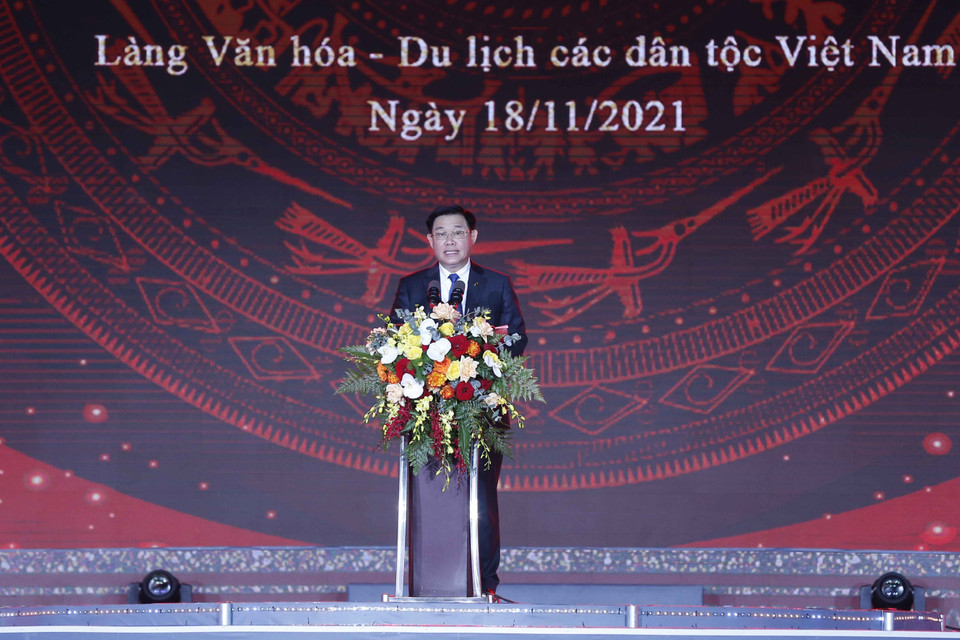 Chủ tịch Quốc hội Vương Đình Huệ phát biểu. (Ảnh: Doãn Tấn/TTXVN)