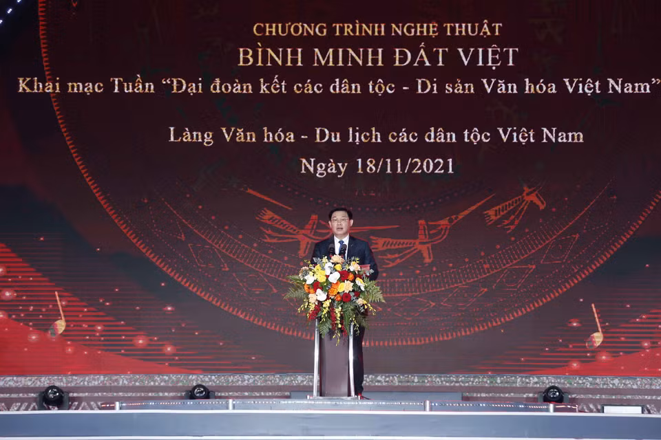 Chủ tịch Quốc hội Vương Đình Huệ phát biểu. (Ảnh: Doãn Tấn/TTXVN)