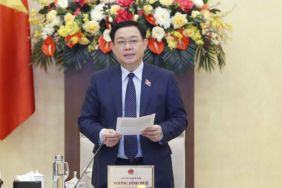 Chủ tịch Quốc hội Vương Đình Huệ phát biểu khai mạc. (Ảnh: Doãn Tấn/TTXVN)