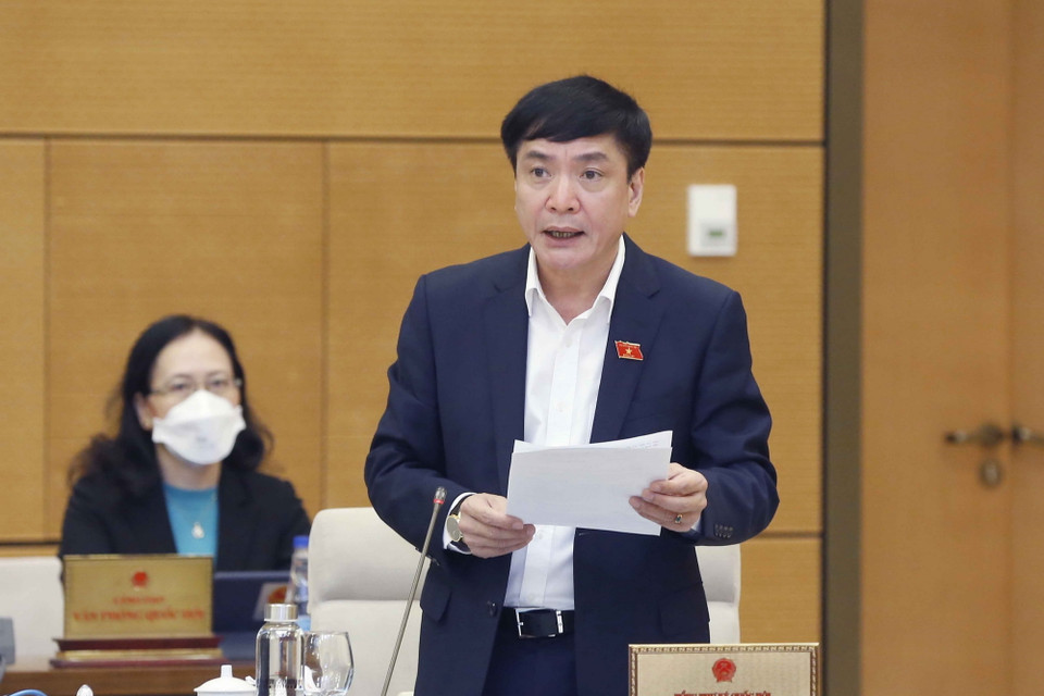 Tổng thư ký Quốc hội, Chủ nhiệm Văn phòng Quốc hội Bùi Văn Cường phát biểu. (Ảnh: Doãn Tấn/TTXVN)