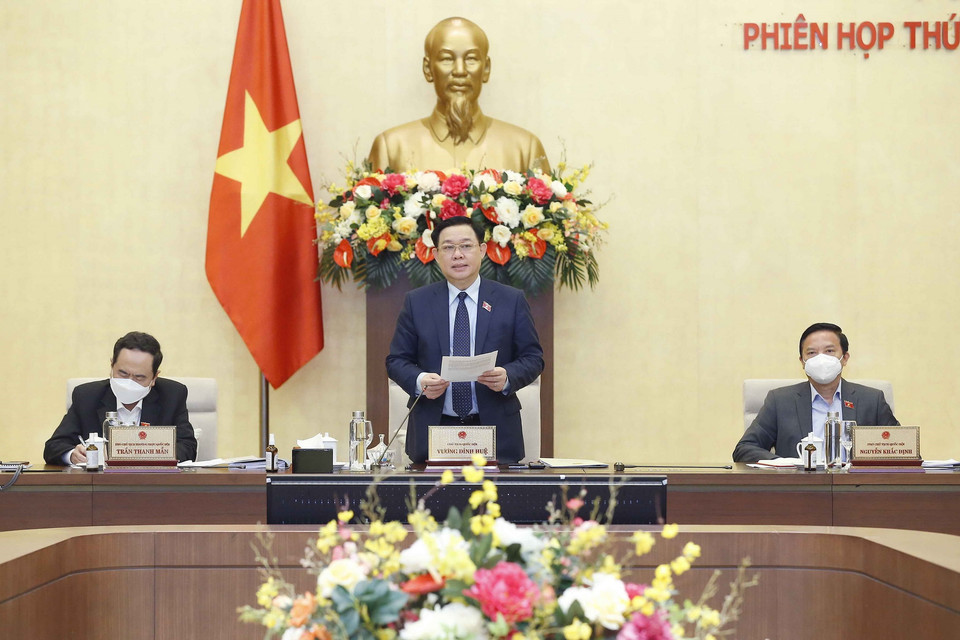 Chủ tịch Quốc hội Vương Đình Huệ phát biểu. (Ảnh: Doãn Tấn/TTXVN)