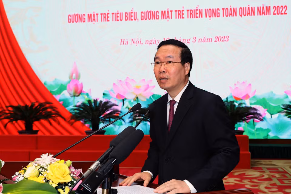 Chủ tịch nước Võ Văn Thưởng phát biểu tại lễ tuyên dương.(Ảnh: Trọng Đức/TTXVN)