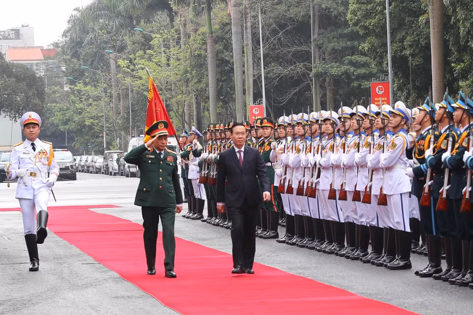 Chủ tịch nước Võ Văn Thưởng đến dự lễ tuyên dương. (Ảnh: Trọng Đức/TTXVN)