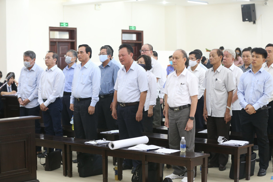 Các bị cáo tại phiên tòa. (Ảnh: Doãn Tấn/TTXVN)