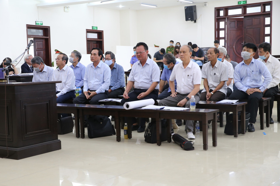 Các bị cáo tại phiên tòa. (Ảnh: Doãn Tấn/TTXVN)