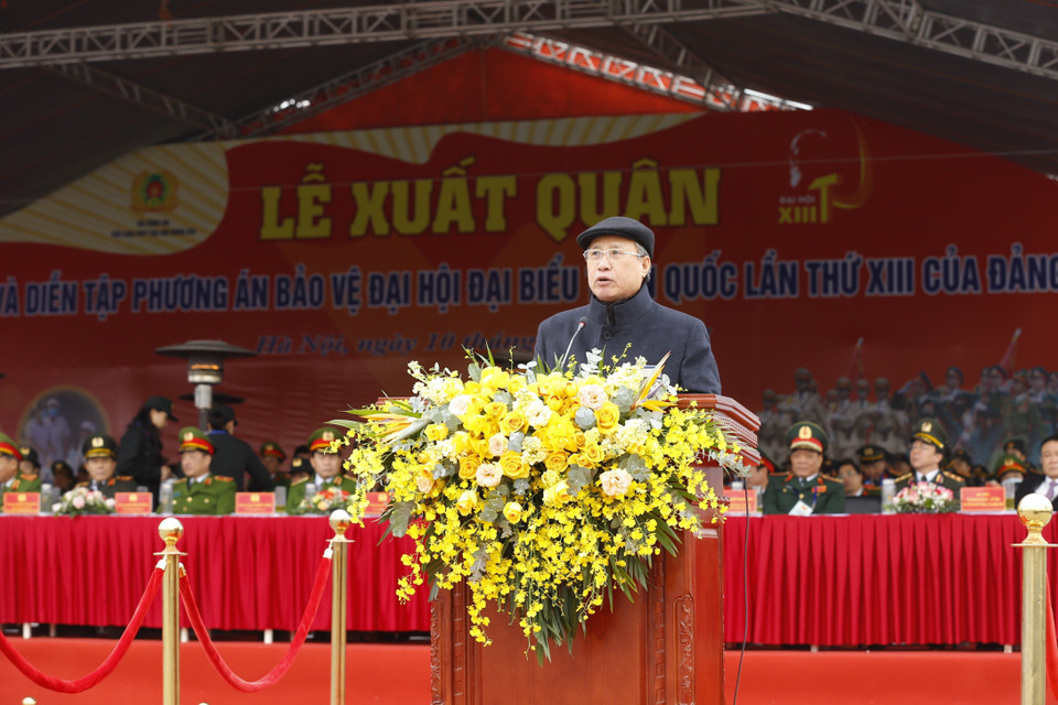 Ông Trần Quốc Vượng, Ủy viên Bộ Chính trị, Thường trực Ban Bí thư phát biểu. (Ảnh: Doãn Tấn/TTXVN)