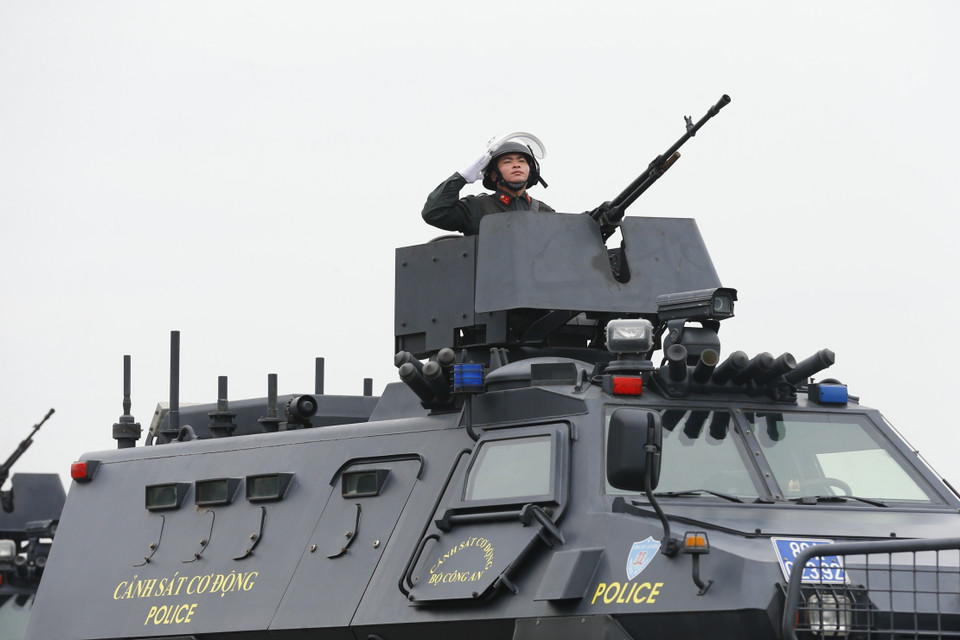 Lực lượng Cảnh sát cơ động tại Lễ xuất quân. (Ảnh: Doãn Tấn/TTXVN)