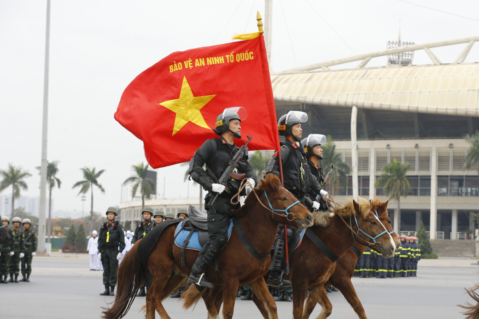 Lực lượng Cảnh sát cơ động tại Lễ xuất quân. (Ảnh: Doãn Tấn/TTXVN)