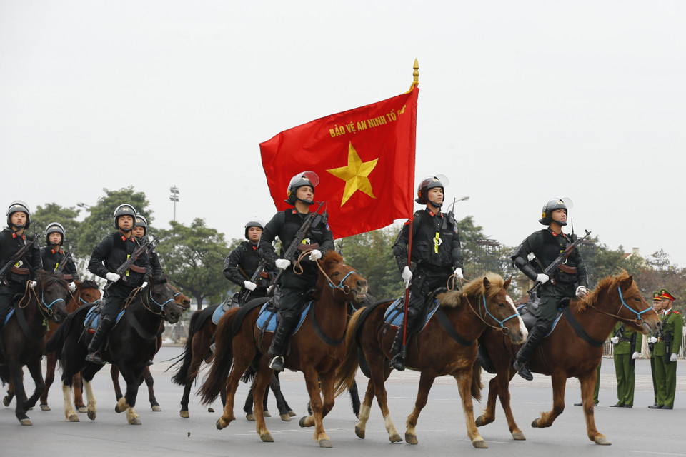 Lực lượng Cảnh sát cơ động tại Lễ xuất quân. (Ảnh: Doãn Tấn/TTXVN)