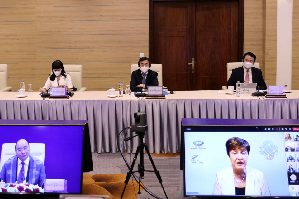 Hội nghị các nhà Lãnh đạo kinh tế APEC lần thứ 28 được tổ chức theo hình thức trực tuyến. (Ảnh: Thống Nhất/TTXVN)