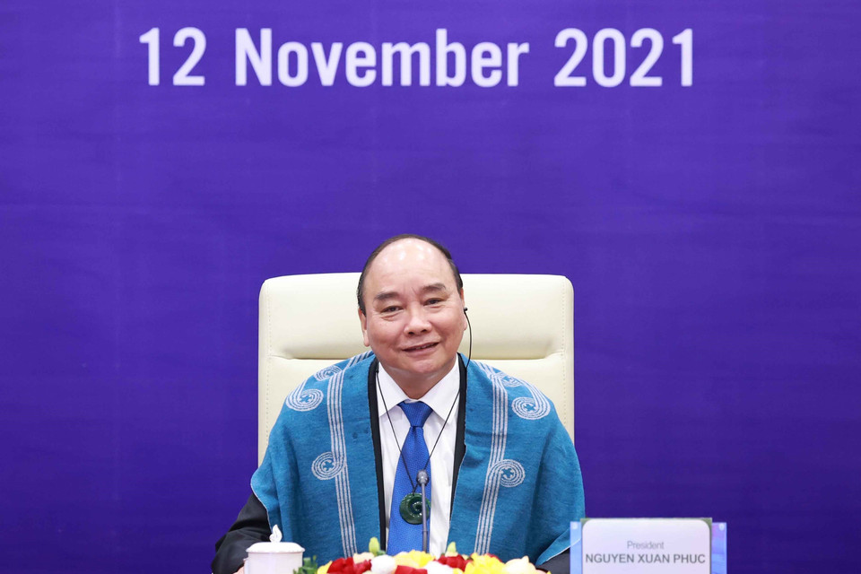 Chủ tịch nước Nguyễn Xuân Phúc dự Hội nghị các nhà Lãnh đạo kinh tế APEC lần thứ 28. (Ảnh: Thống Nhất/TTXVN)