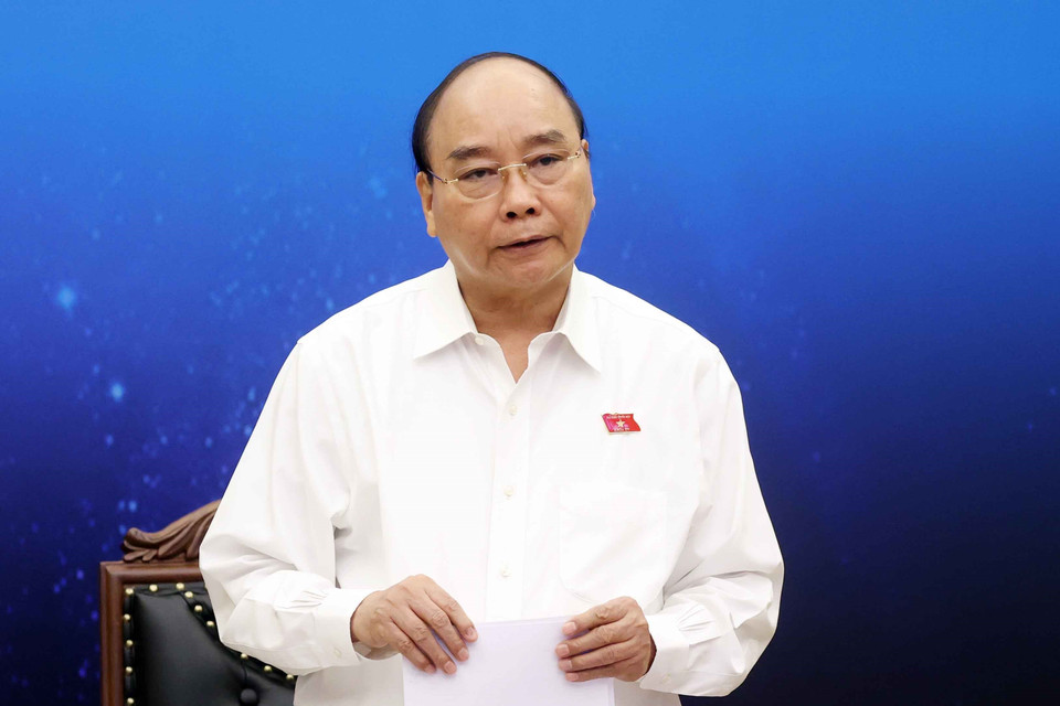 Chủ tịch nước Nguyễn Xuân Phúc tại buổi tiếp xúc. (Ảnh: Thống Nhất/TTXVN)