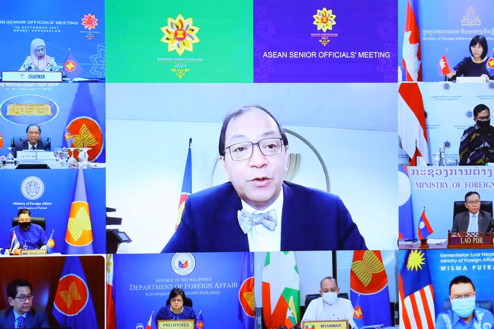 Các điểm cầu dự Hội nghị các Quan chức cao cấp (SOM) ASEAN. (Ảnh: Nguyễn Điệp/TTXVN)