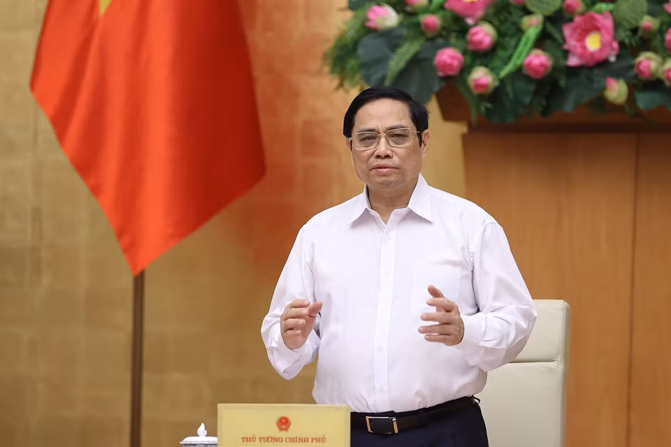 Thủ tướng Phạm Minh Chính phát biểu tại cuộc họp. (Ảnh: Dương Giang/TTXVN)