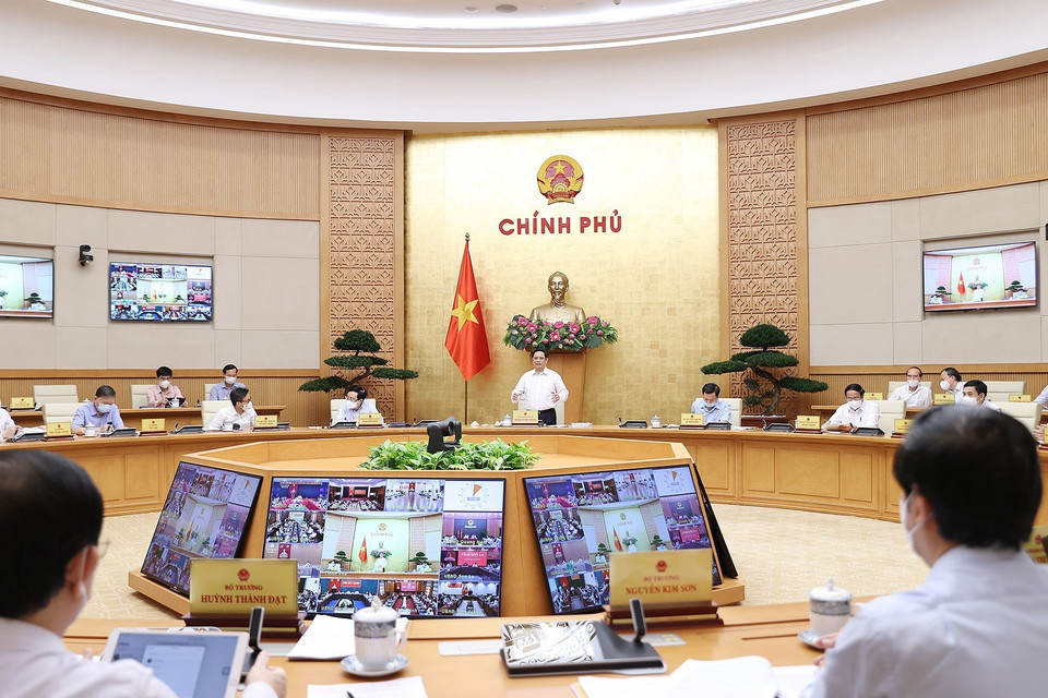 Thủ tướng Phạm Minh Chính chủ trì Phiên họp Chính phủ thường kỳ tháng 9. (Ảnh: Dương Giang/TTXVN)