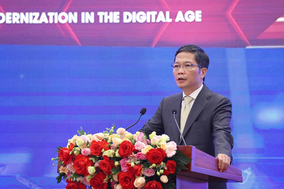 Ủy viên Bộ Chính trị, Trưởng Ban Kinh tế Trung ương Trần Tuấn Anh phát biểu khai mạc. (Ảnh: Dương Giang/TTXVN)