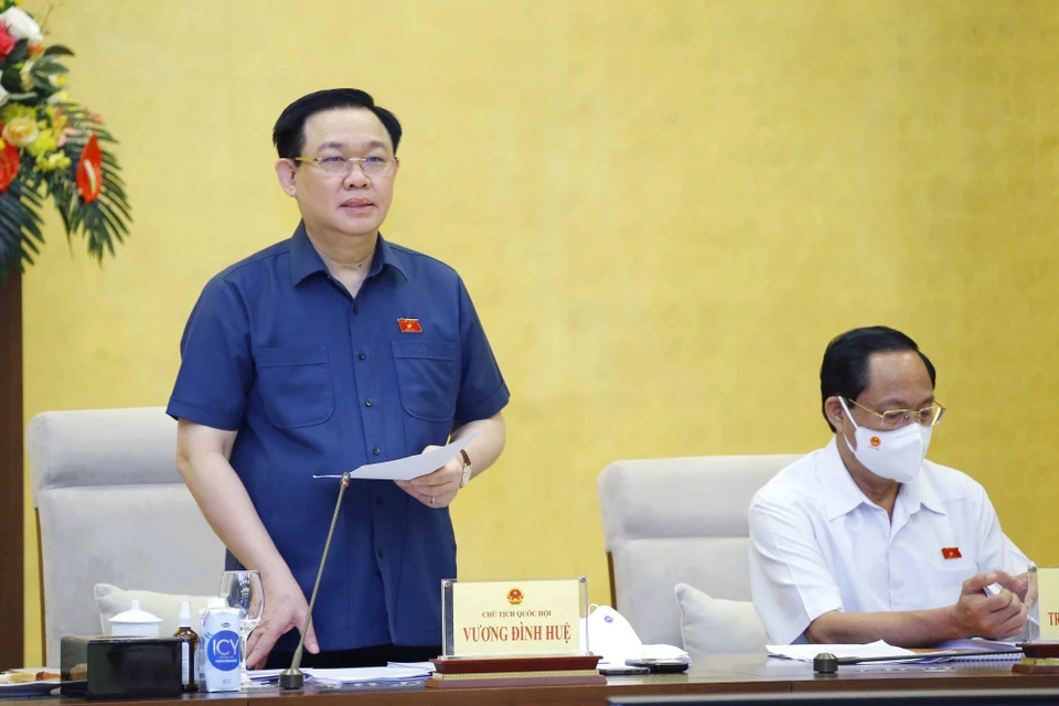 Chủ tịch Quốc hội Vương Đình Huệ phát biểu. (Ảnh: Doãn Tấn/TTXVN)
