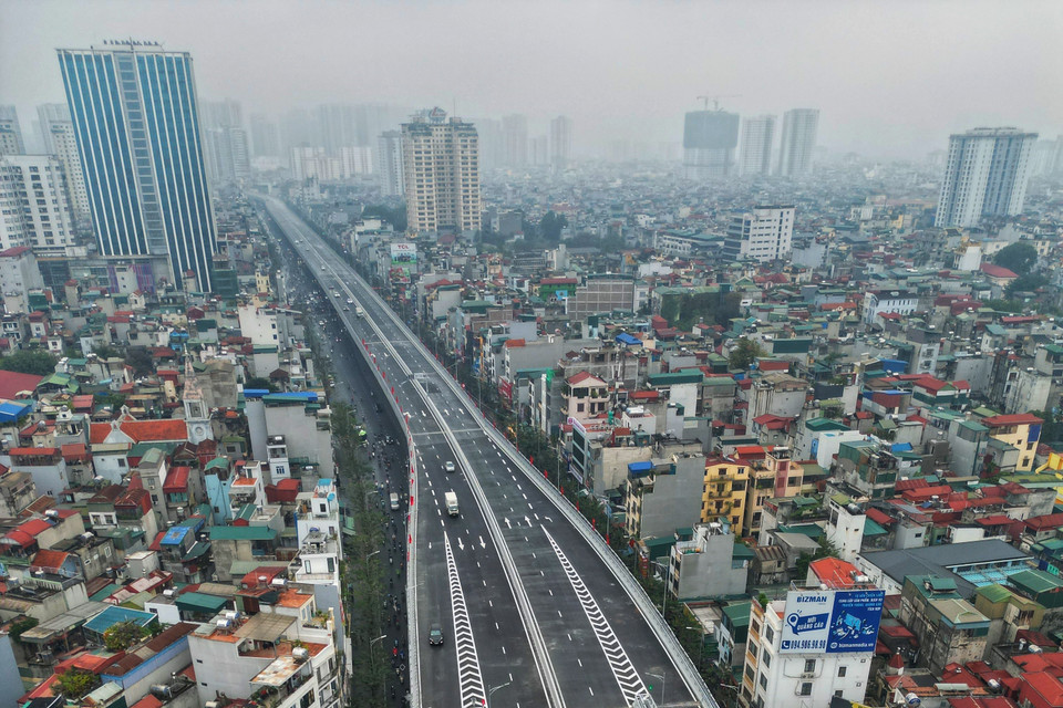 Đường Vành đai 2 trên cao thông xe sáng 11/1. (Ảnh: Tuấn Anh/TTXVN)