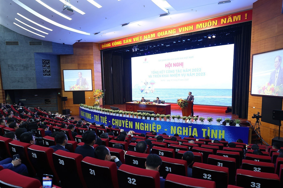 Hội nghị triển khai nhiệm vụ năm 2023 của Tập đoàn Dầu khí quốc gia Việt Nam. (Ảnh: Dương Giang/TTXVN)