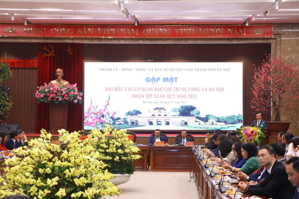 Quang cảnh buổi gặp mặt. (Ảnh: Văn Điệp/TTXVN)