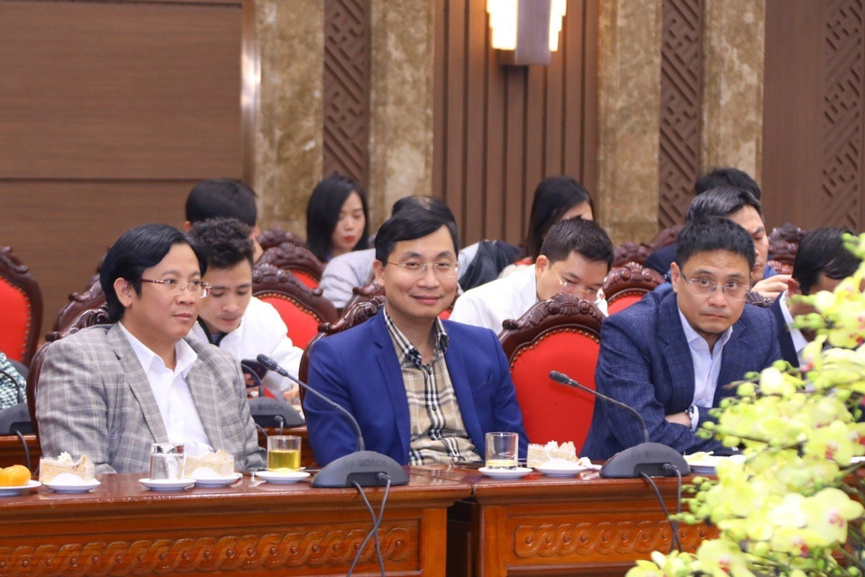 Phóng viên các cơ quan thông tấn, báo chí dự buổi gặp mặt.(Ảnh: Văn Điệp/TTXVN)