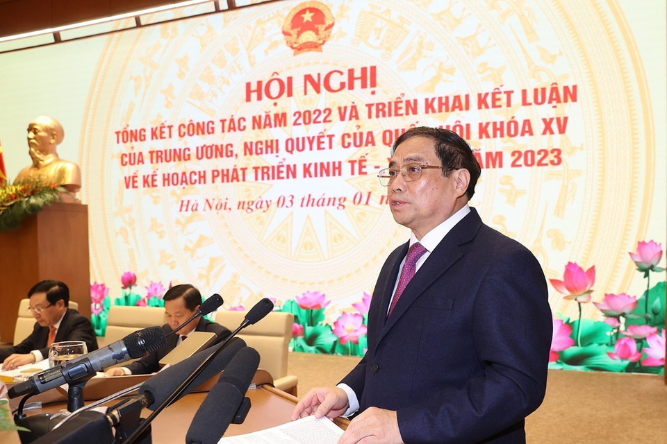 Thủ tướng Chính phủ Phạm Minh Chính phát biểu khai mạc hội nghị. (Ảnh: Trí Dũng/TTXVN)