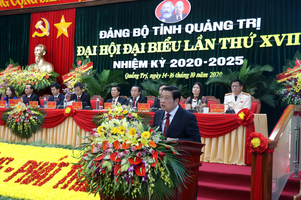 Ông Phan Đình Trạc, Bí thư Trung ương Đảng, Trưởng Ban Nội chính Trung ương phát biểu chỉ đạo Đại hội. (Ảnh: Nguyên Lý/TTXVN)