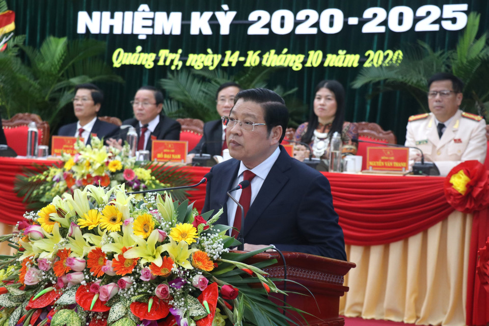 Ông Phan Đình Trạc, Bí thư Trung ương Đảng, Trưởng Ban Nội chính Trung ương phát biểu chỉ đạo Đại hội. (Ảnh: Nguyên Lý/TTXVN)