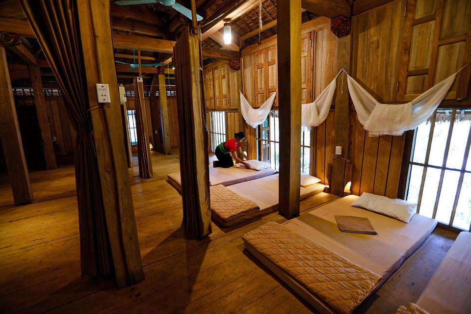 Một không gian nghỉ ngơi cộng đồng tại Homestay Ngọc Nhiên, xã Tiền Phong, Đà Bắc. (Ảnh: Trọng Đạt/TTXVN)