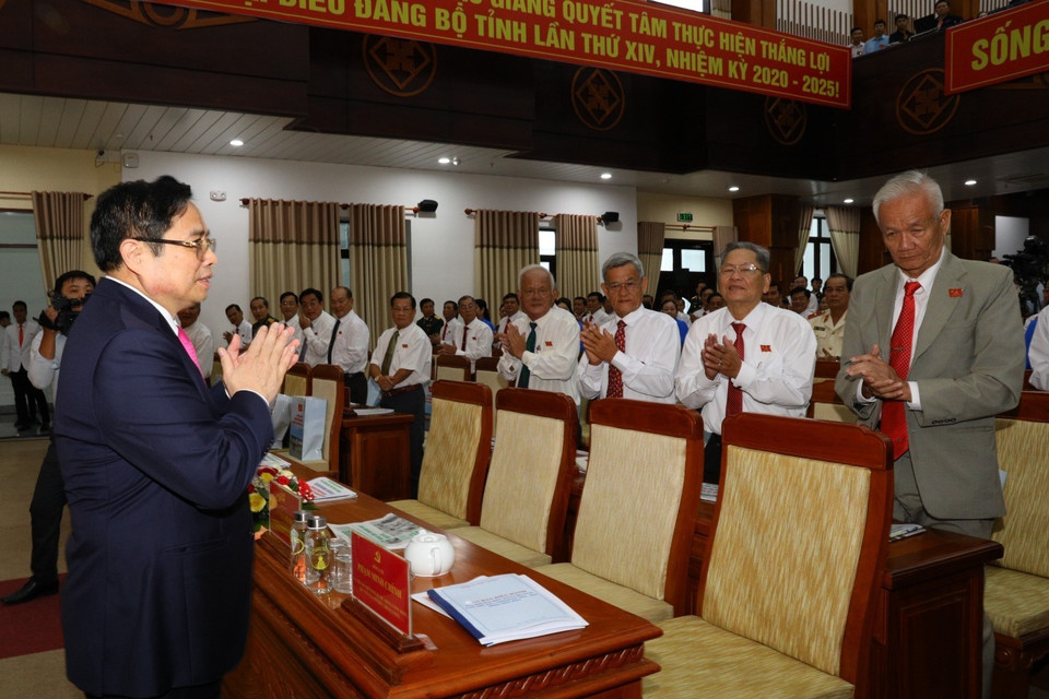 Ông Phạm Minh Chính, Ủy viên Bộ Chính trị, Bí thư Trung ương Đảng, Trưởng ban Tổ chức Trung ương đến dự và chỉ đạo Đại hội. (Ảnh: Duy Khương/TTXVN)