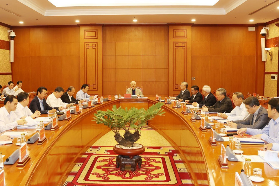 Tổng Bí thư, Chủ tịch nước Nguyễn Phú Trọng phát biểu chỉ đạo cuộc họp. (Ảnh: Trí Dũng/TTXVN)