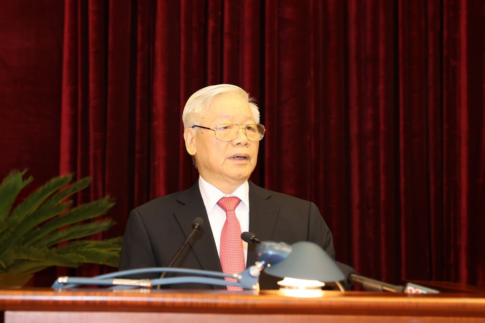 Tổng Bí thư, Chủ tịch nước Nguyễn Phú Trọng phát biểu khai mạc Hội nghị. (Ảnh: Trí Dũng/TTXVN)