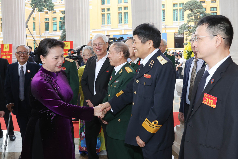 Chủ tịch Quốc hội Nguyễn Thị Kim Ngân và các đại biểu tại Lễ khánh thành Trụ sở Tòa án nhân dân tối cao. (Ảnh: Trọng Đức/TTXVN)