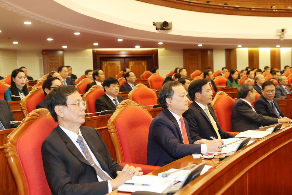 Lãnh đạo Đảng, Nhà nước và các đại biểu dự phiên khai mạc Hội nghị. (Ảnh: Trí Dũng/TTXVN)