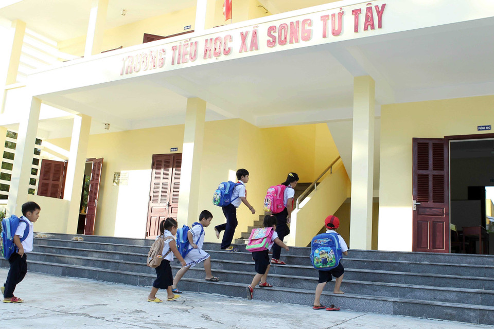 Lớp học ghép trên đảo Song Tử Tây. (Ảnh: Quốc Khánh/TTXVN)