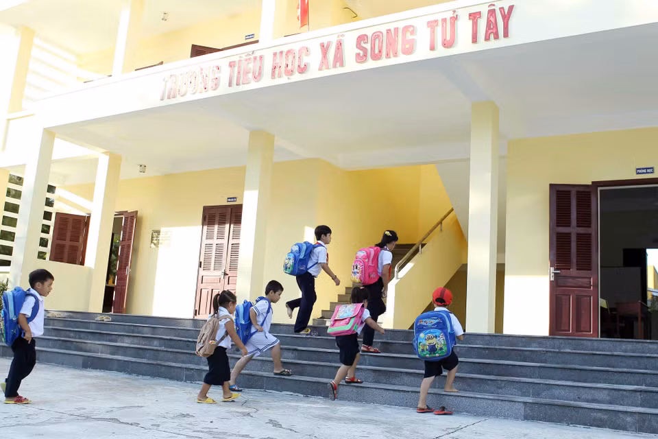 Lớp học ghép trên đảo Song Tử Tây. (Ảnh: Quốc Khánh/TTXVN)