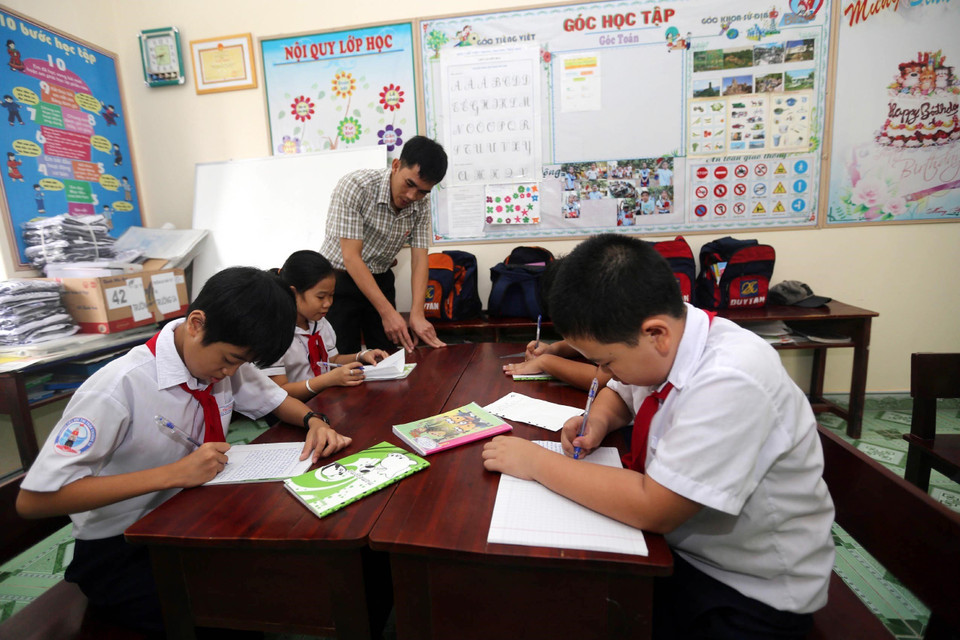 Trường Tiểu học thị trấn Trường Sa được xây dựng dành cho con em các tầng lớp nhân dân và cán bộ chiến sỹ. (Ảnh: Danh Lam/TTXVN)