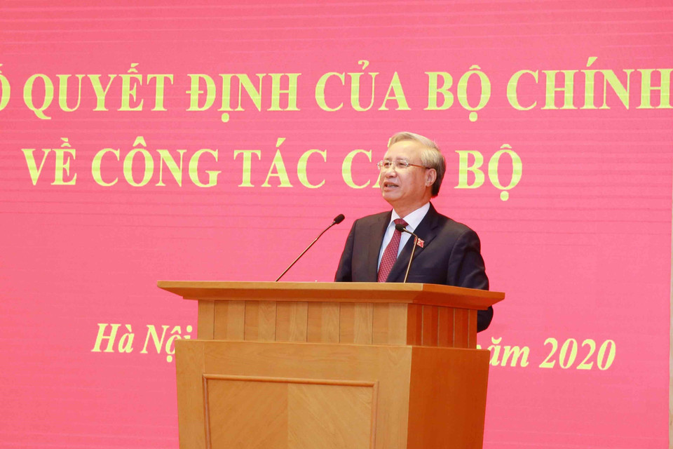 Ông Trần Quốc Vượng, Ủy viên Bộ Chính trị, Thường trực Ban Bí thư phát biểu tại buổi lễ. (Ảnh: Phương Hoa/TTXVN)