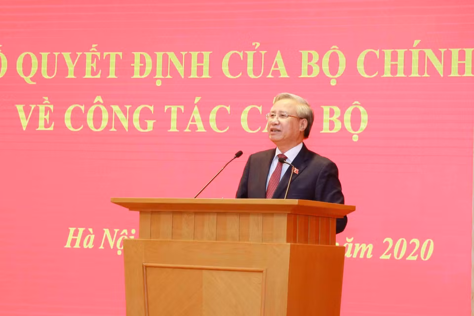 Ông Trần Quốc Vượng, Ủy viên Bộ Chính trị, Thường trực Ban Bí thư phát biểu tại buổi lễ. (Ảnh: Phương Hoa/TTXVN)
