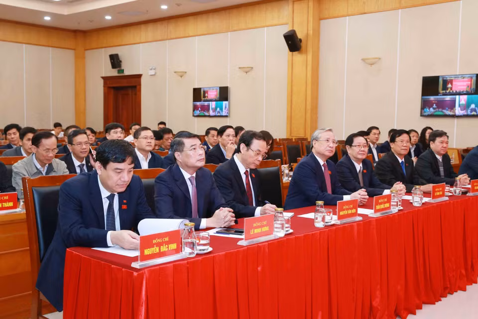 Đại biểu dự lễ công bố và trao quyết định của Bộ Chính trị về công tác cán bộ. (Ảnh: Phương Hoa/TTXVN)