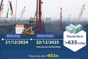 Dự kiến khánh thành cầu Phong Châu mới sau một năm khởi công