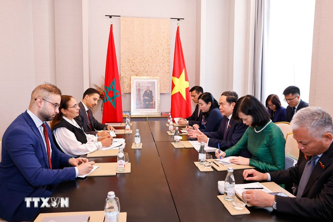 Chủ tịch Quốc hội Trần Thanh Mẫn tiếp bà Lubna Srhiri, Chủ tịch Nhóm Nghị sỹ Hữu nghị Maroc-Việt Nam. (Ảnh: Doãn Tấn/TTXVN) ttxvn-chu-tich-quoc-hoi-tiep-chu-tich-nhom-nghi-sy-huu-nghi-maroc-viet-nam-4.jpg