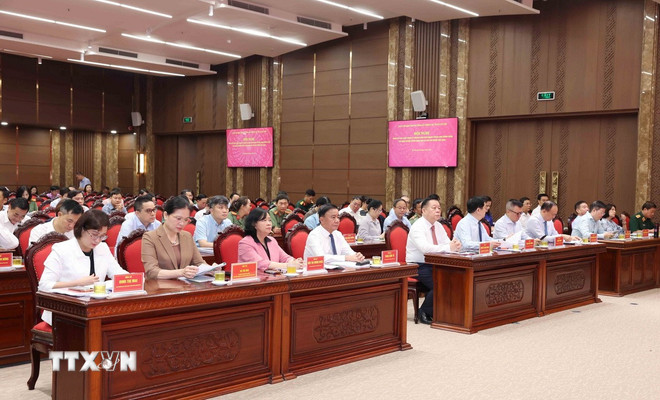 Đại biểu dự hội nghị. (Ảnh: Phương Hoa/TTXVN) ttxvn-hoi-nghi-tong-ket-cac-hoat-dong-ky-niem-a80-3.jpg