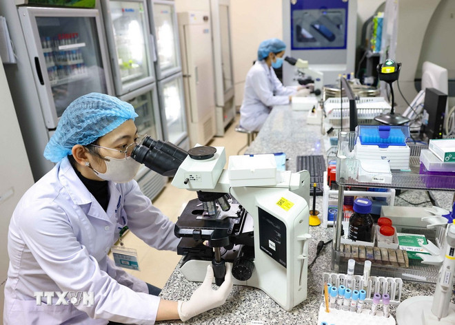 Wetenschappelijk onderzoek in het Centraal Endocrinologisch Ziekenhuis. (Foto: Thanh Tung/VNA) ttxvn-nghien-cuu-khoa-hoc2.jpg