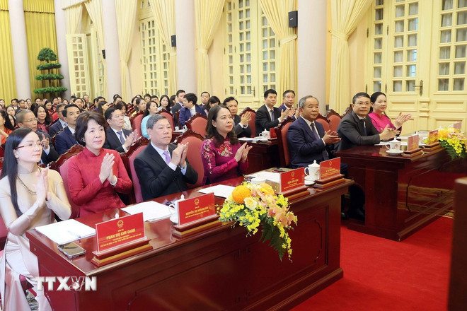Delegates attending the Congress. (Photo: An Dang/VNA) ttxvn-dai-hoi-thi-dua-yeu-nuoc-van-phong-chu-tich-nuoc-1.jpg
