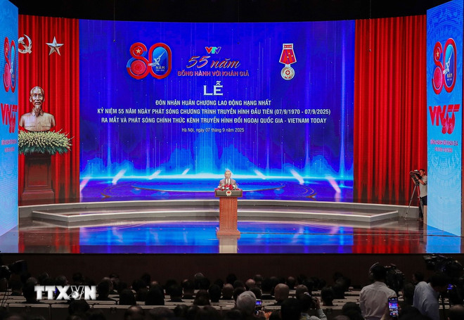 Promluvil generální tajemník To Lam. (Foto: Phan Phuong/VNA) ttxvn-tong-bi-thu-dai-truyen-hinh-10.jpg