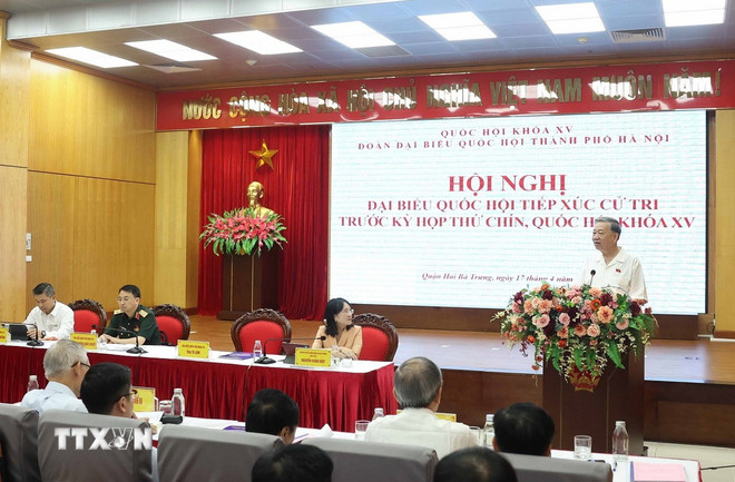 Tổng Bí thư Tô Lâm phát biểu trước cử tri. (Ảnh: Thống Nhất/TTXVN)