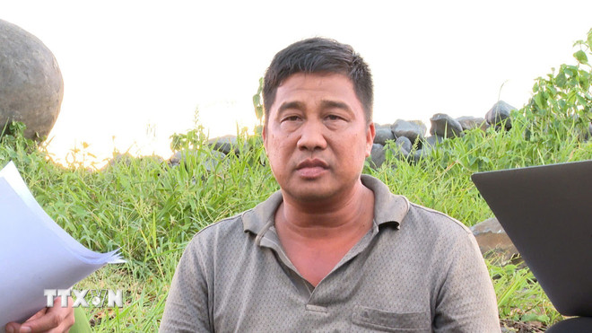 Đối tượng Vũ Đức Sơn bị phát hiện khai thác hàng chục ngàn mét khối đá trái phép tại Hồ Tràm. (Ảnh: TTXVN phát) ttxvn-vu-duc-son.jpg
